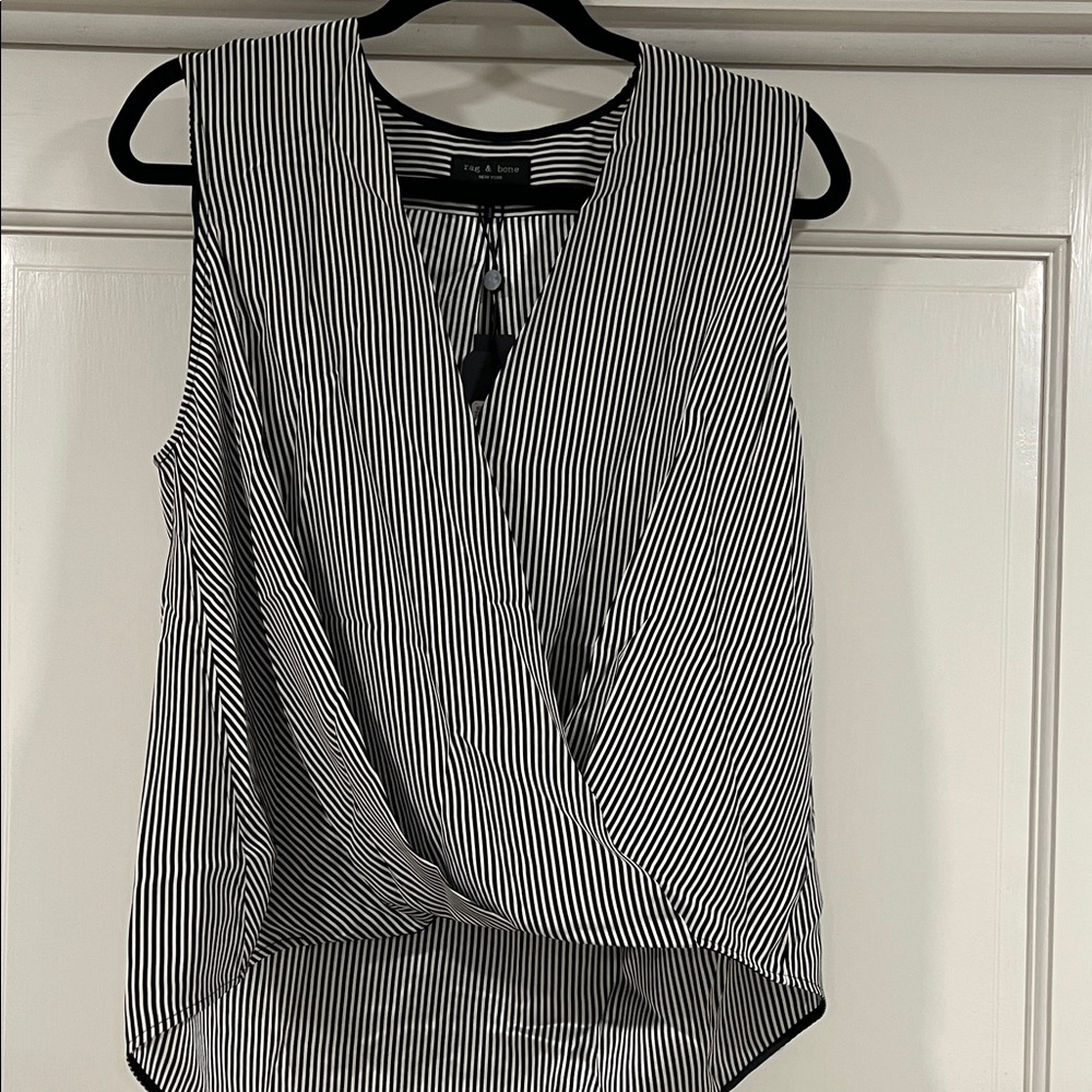 Rag & Bone Monochrome Striped Sleeveless Blouse
